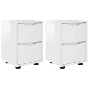 Set di 2 Comodini | Armadio da Notte | Mobiletto da notte con cassetto Bianco Lucido 30,5 x 30 x 43 cm