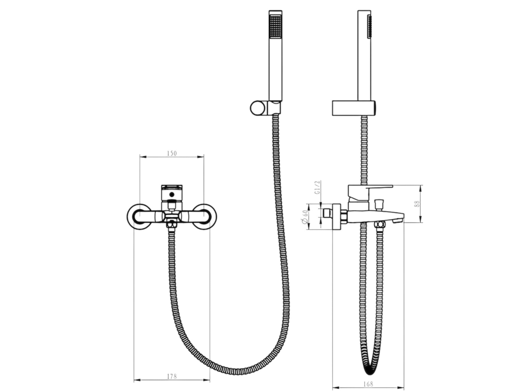 Miscelatore vasca esterno completo moderno