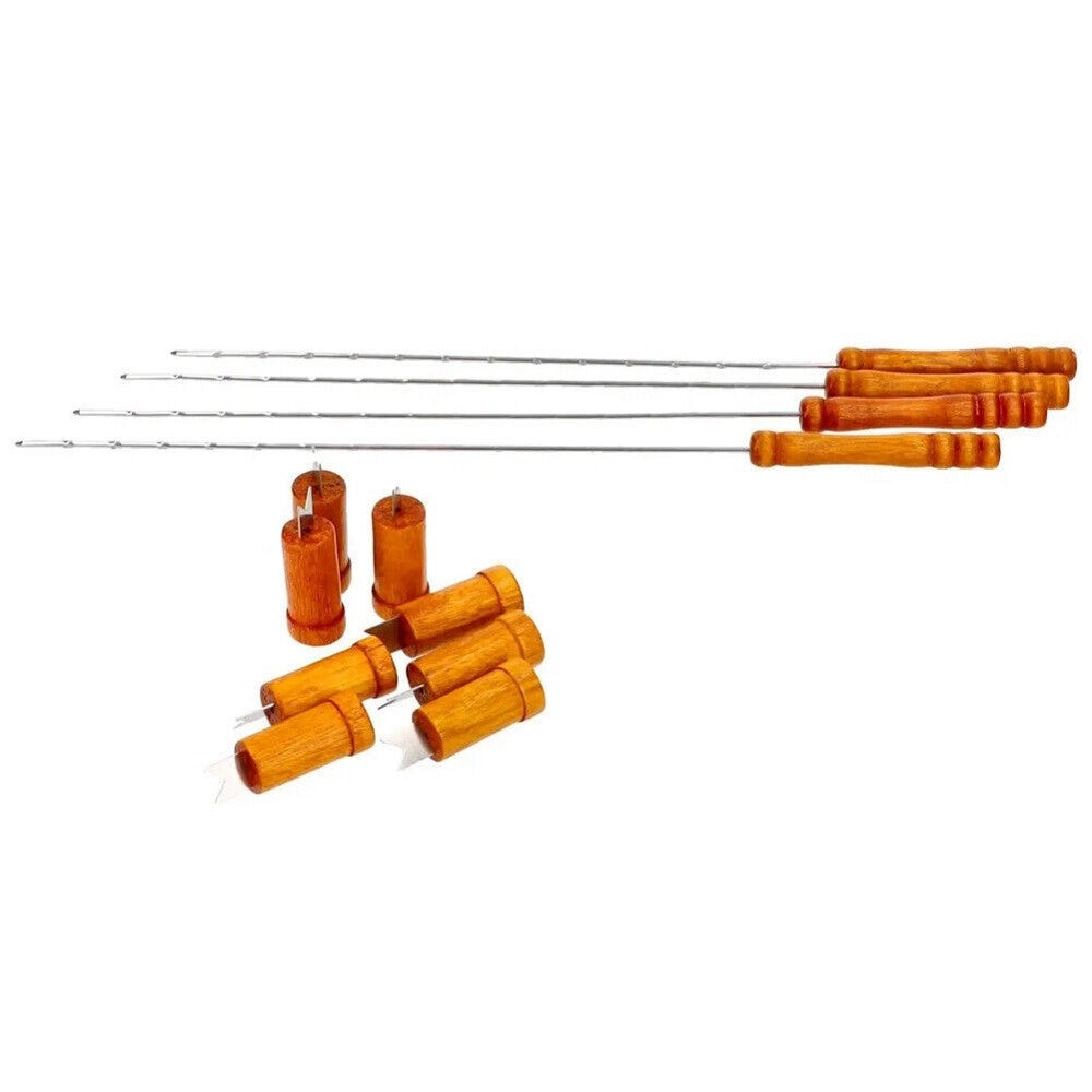 Trade Shop - Set Barbecue 18 Pezzi Con Valigetta Bbq Grill Acciaio Inox Manico Legno 6498010 -