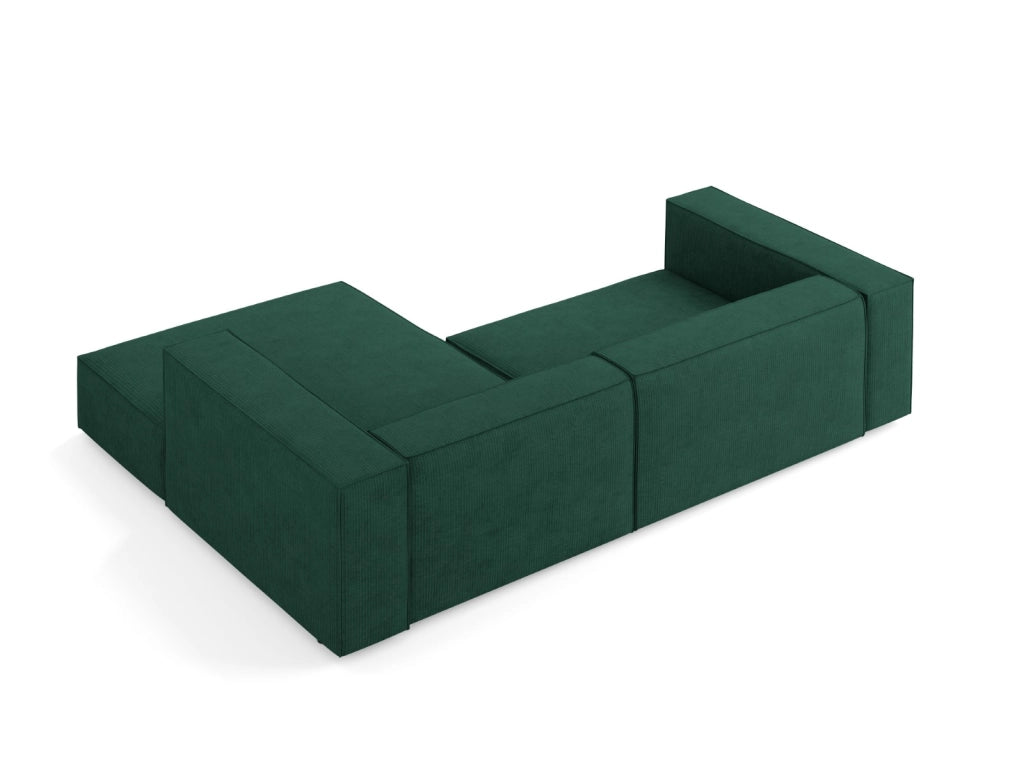 Cosmopolitan Design - Divano angolare destro "Arendal" 3 posti in ciniglia con effetto a coste verde bottiglia 
