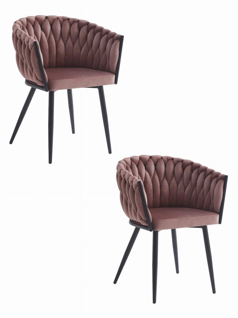 Sedia Valora MAYAN in velluto rosa scuro con gambe nere x2