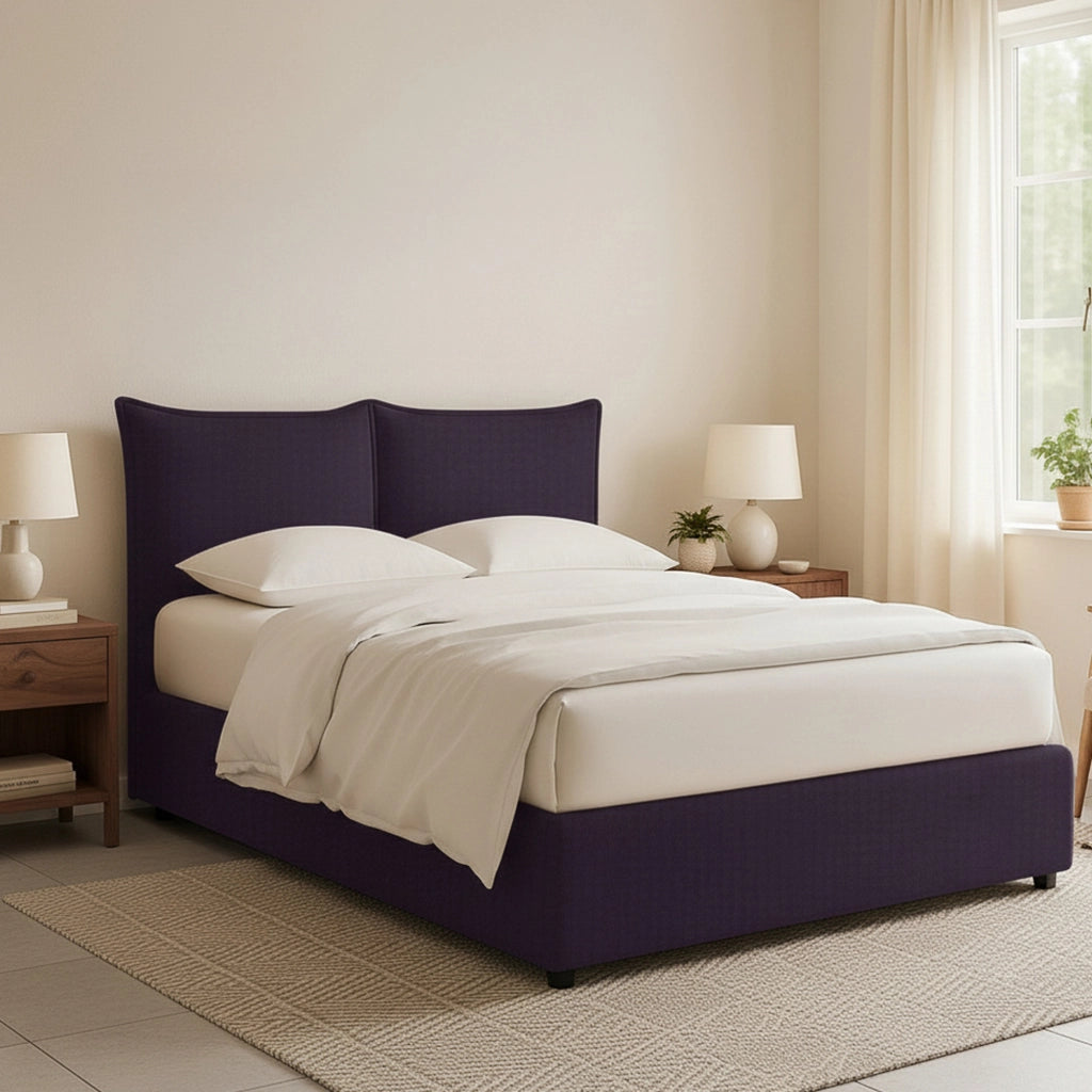 Wetherby, Letto Matrimoniale Sfoderabile Made in Italy, Viola