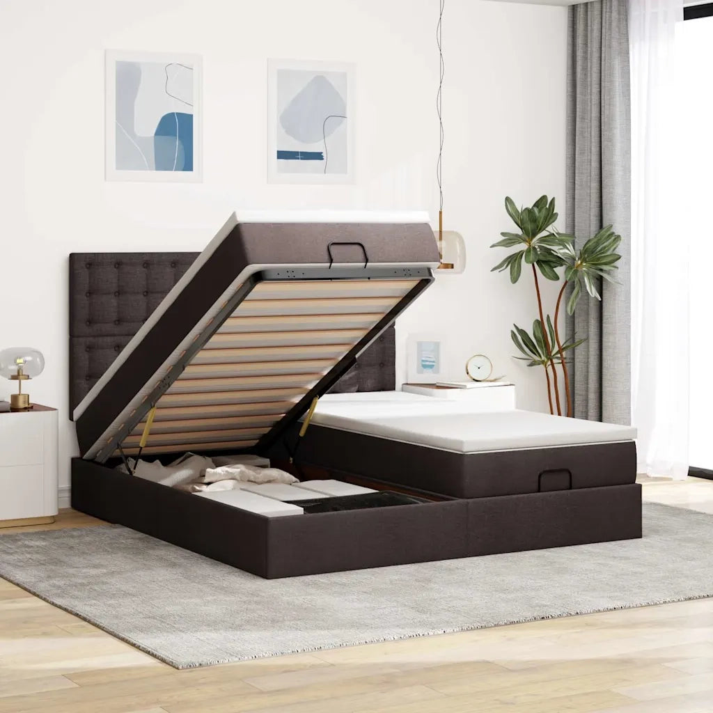 Struttura Letto Pouf con Materassi 200x200 cm in Tessuto 3313744