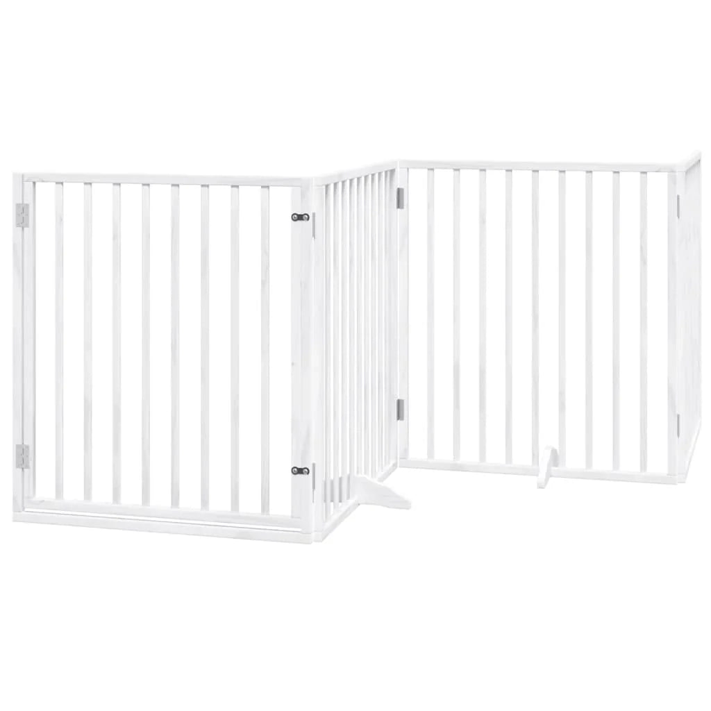 Cancelletto di sicurezza per animali domestici porta pieghevole 8 pannelli legno di pioppo bianco 02_0023264