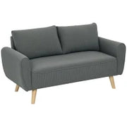 Divano a Due Posti, Divano in Tessuto, 2 Cuscini per lo Schienale, Rivestimento in Velluto, 145 x 75 x 78 cm, Antracite