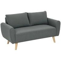 Divano a Due Posti, Divano in Tessuto, 2 Cuscini per lo Schienale, Rivestimento in Velluto, 145 x 75 x 78 cm, Antracite