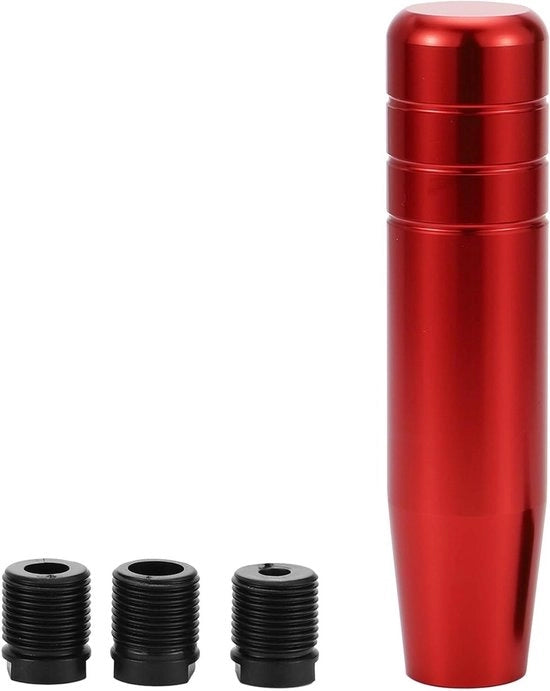Versnellingspook Universale Stoccata 13cm con 3 Adattatori | Lega di Alluminio Rosso | Per Auto e Uso Manuale