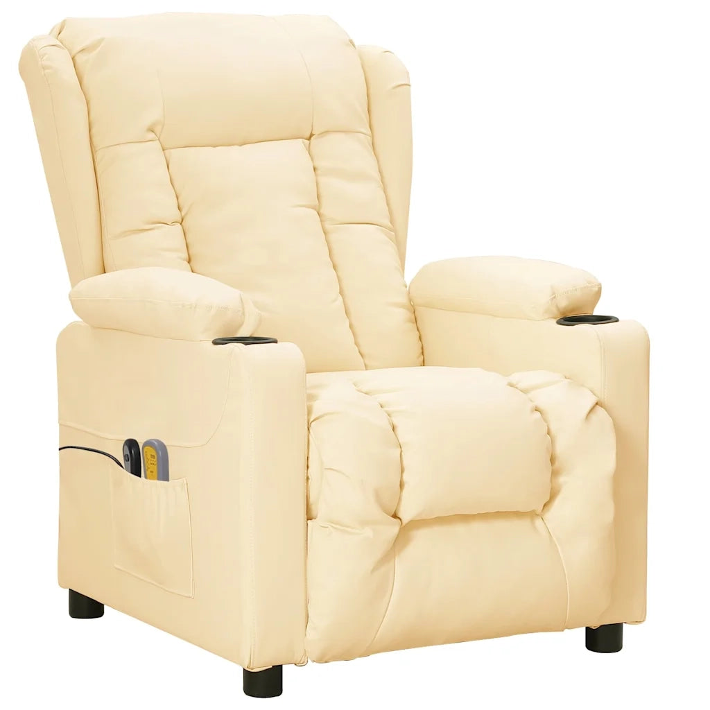 Divano Sedia-Poltrona Massaggiante Elettrica Crema Similpelle 700757
