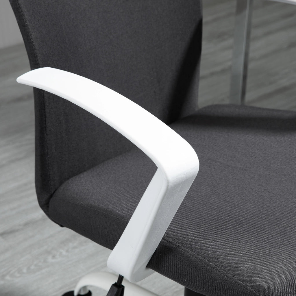 Sedia da Ufficio Ergonomica Girevole 61x61x89-99 cm in Poliestere Effetto Lino Grigio Scuro