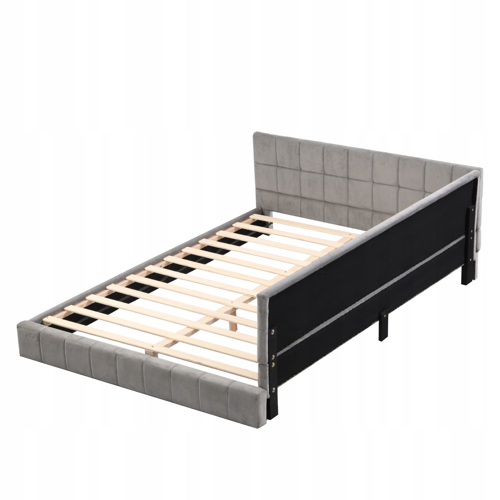 Letto a giorno in velluto grigio - Xylo - 140x200 cm