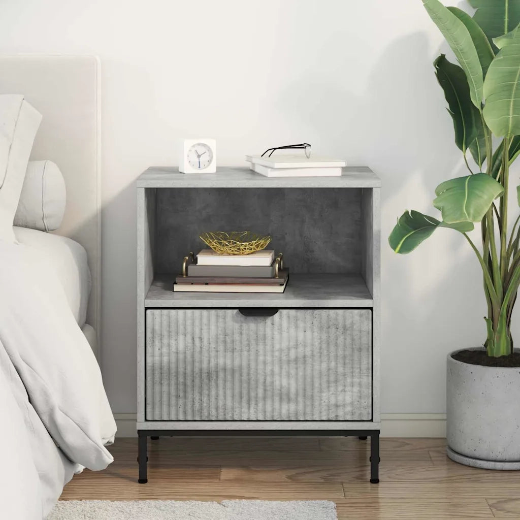 Armadio da Notte con cassetto Grigio cemento 49 x 36 x 61 cm 883480