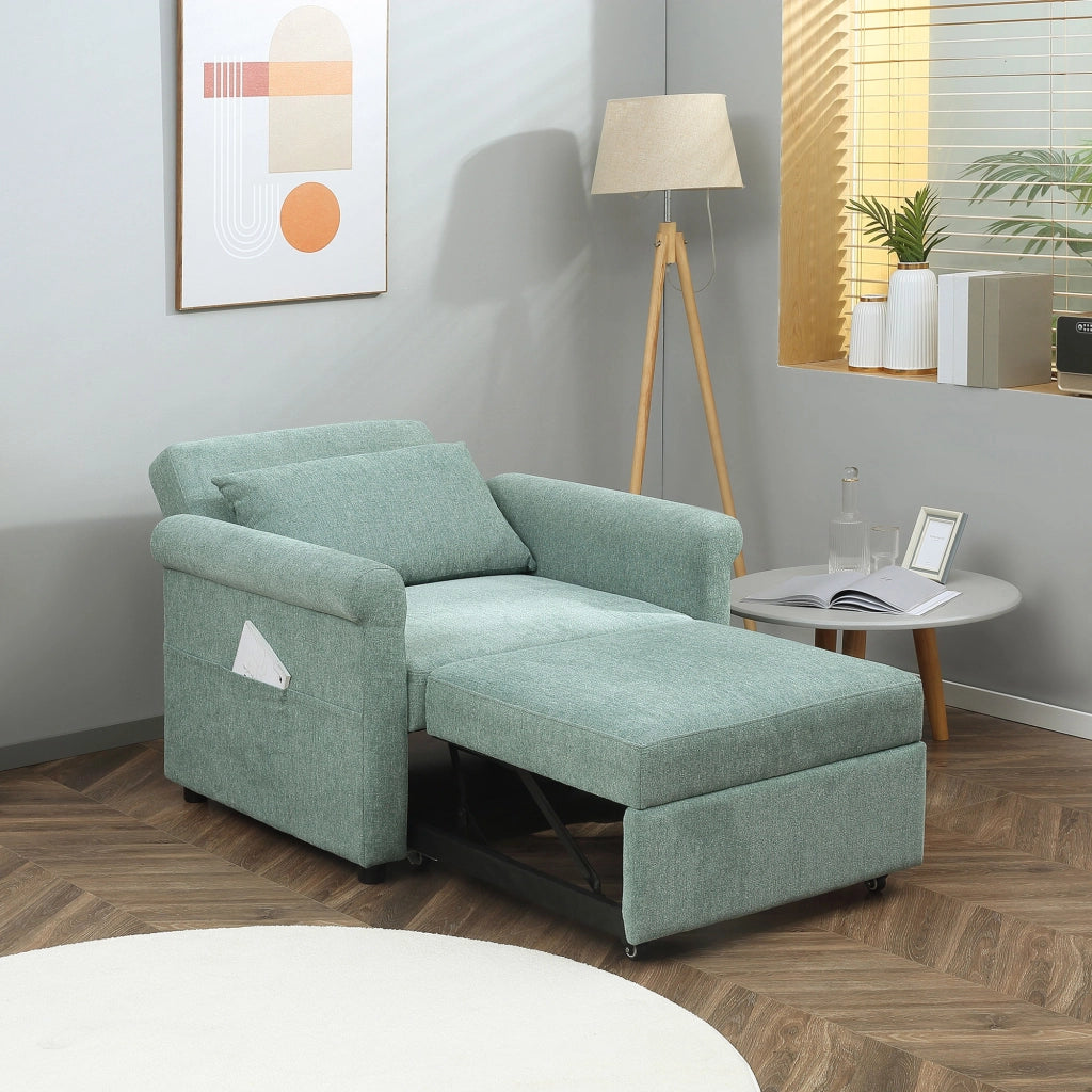 EasyComfort Poltrona Letto Singolo Salvaspazio Reclinabile su 4 Livelli con Seduta Imbottita, 96x84.5x87.5cm, Verde