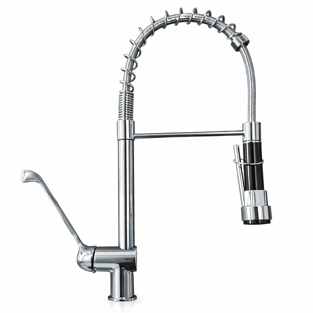 Rubinetto cucina industriale 50 cm in ottone con leva clinica e doccetta professionale