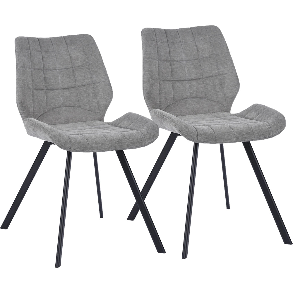 Set 2 Sedie per Sala da Pranzo Tessuto Seduta Ergonomica Colore Grigio