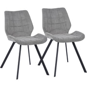 Set 2 Sedie per Sala da Pranzo Tessuto Seduta Ergonomica Colore Grigio