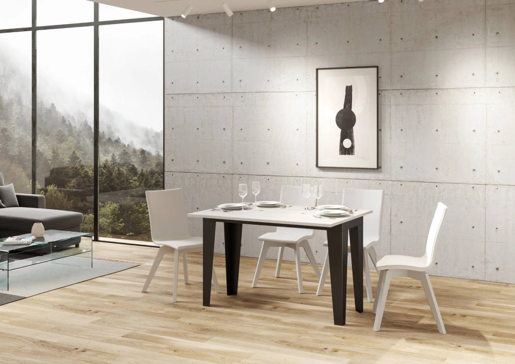 Tavolo Salvaspazio Allungabile 120/200x45/90x80/78 cm Flame Double Bianco Frassino