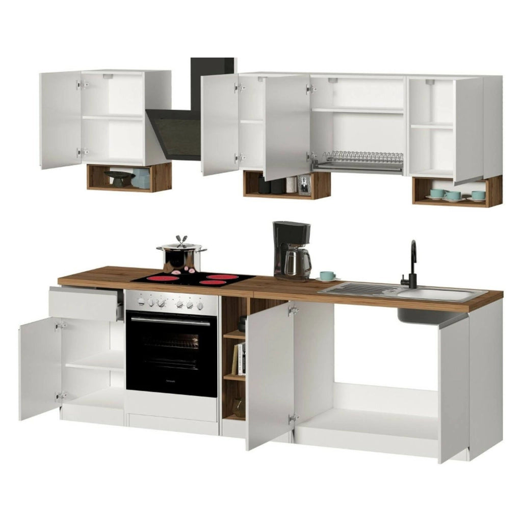 Cucinino Armend, Cucina 3 Cassetti, Elettrodomestici non inclusi, Made in Italy, Bianco Lucido