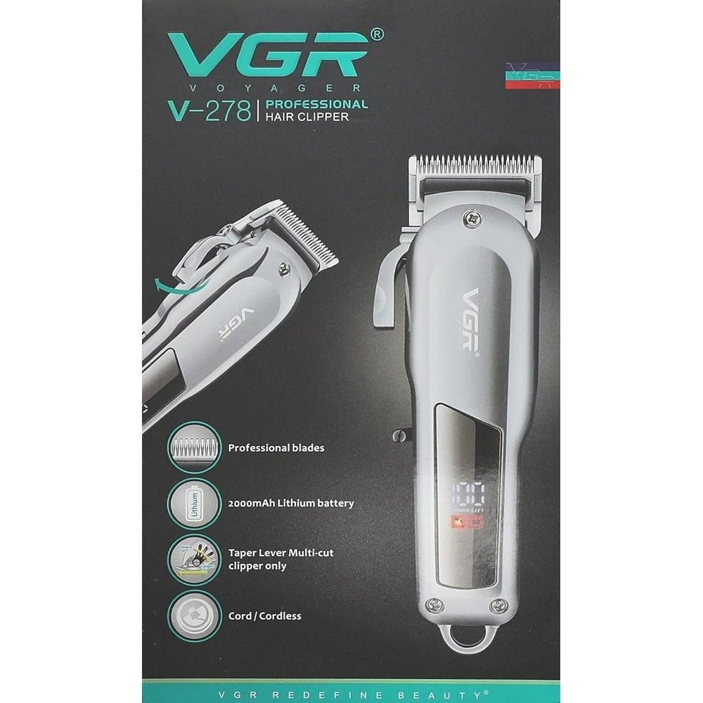 Trade Shop - Tagliacapelli Professionale A Batteria Usb Elettrico Display Lcd Rasoio Vgr V-278 -