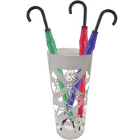 Portaombrelli da Ingresso Design Floreale 19,5x19,5x49 cm in Ferro Bianco