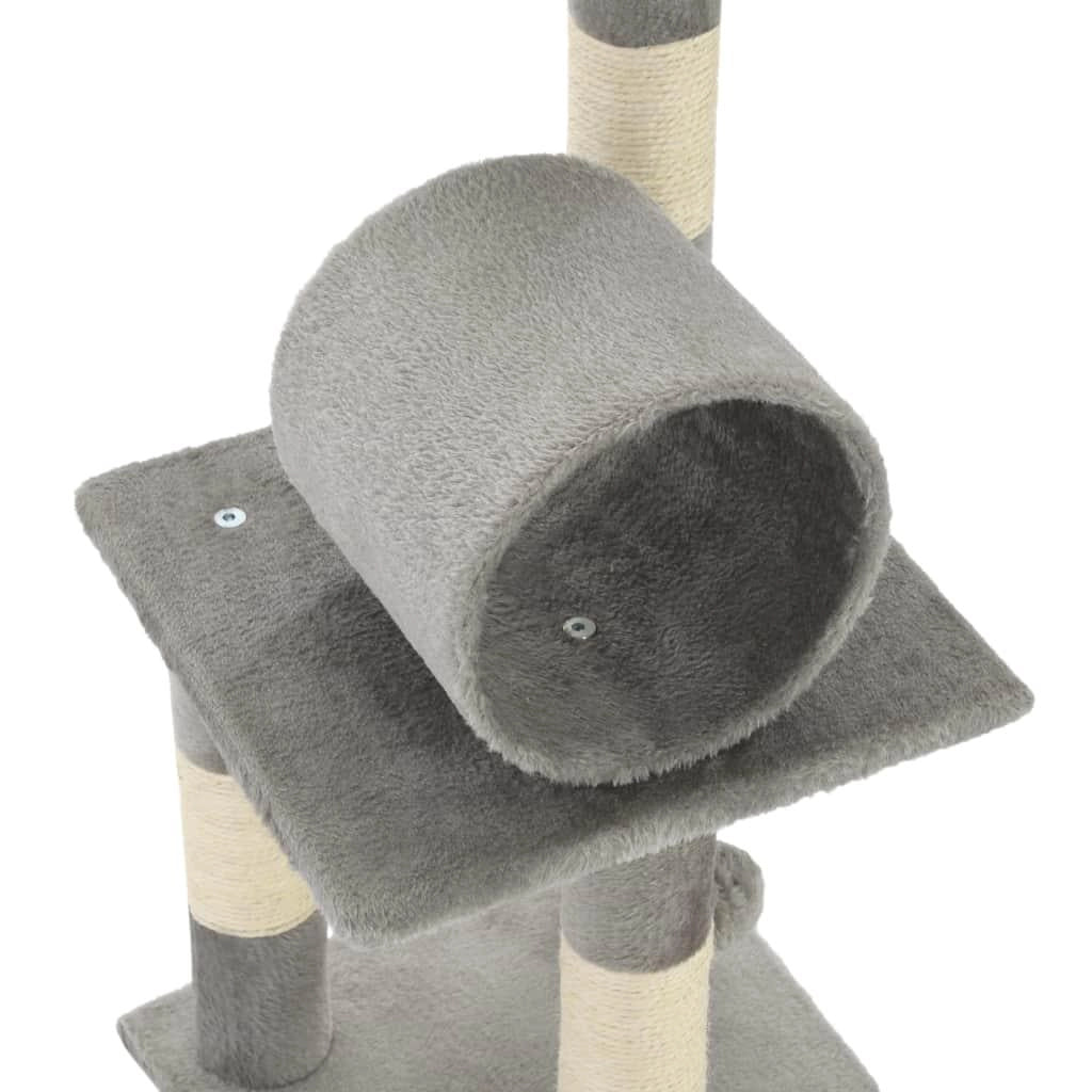 Tiragraffi albero per gatti cuccia per gatti peluche in sisal 65 cm grigio 3702123