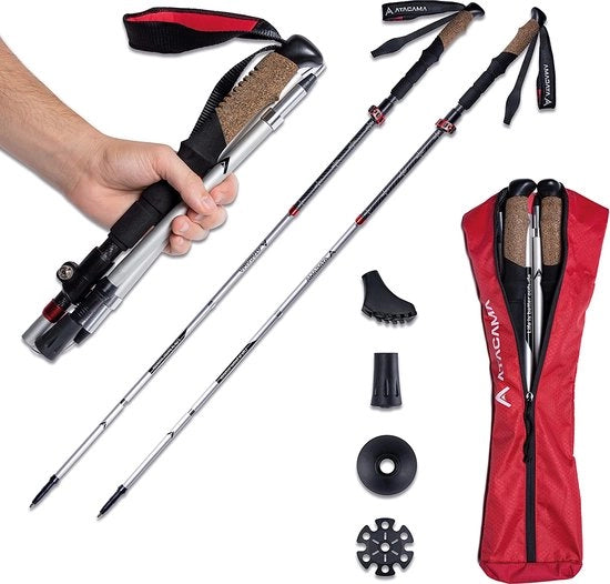 Wand stecchi per Nordic walking - stecc i leggeri pieghevoli e regolabili con borsa e accessori, qualità premium.