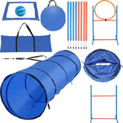 Set di Agility per Cani - 16 Elementi - Tunnel per Cani - Paline di Slalom - Recinto - Trampolino - Borsa Portatile