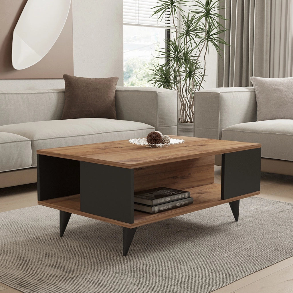 Lurano, Tavolino da Salotto un Vano, 90x60x40h cm Marrone Noce