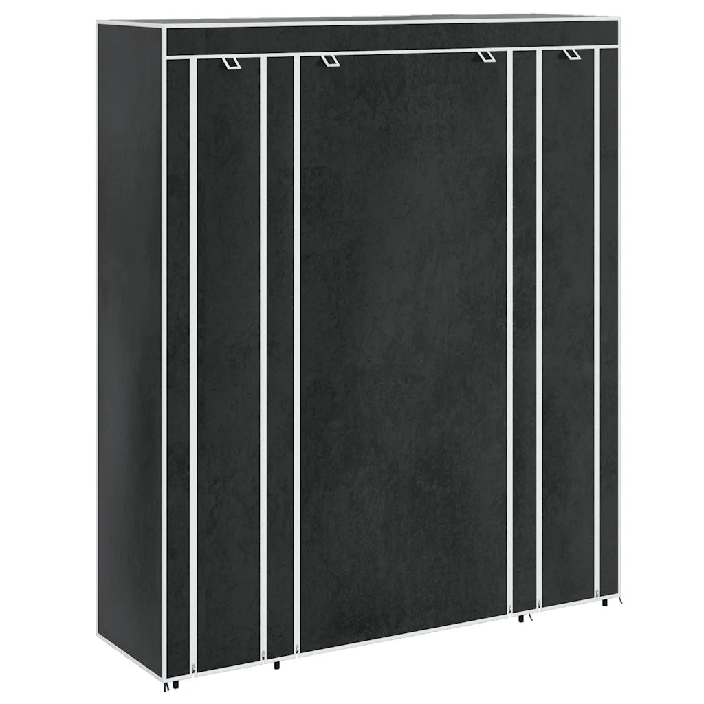 Armadio in Tessuto con Scomparti e Aste 45x150x176 cm Nero CFW8663027