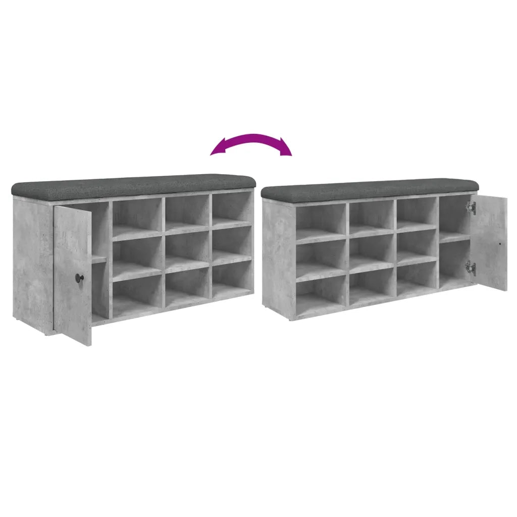 Panca Porta Scarpe-Sgabello-Panca Scarpiera Grigio Cemento 102x32x50cm Legno Multistrato 392788