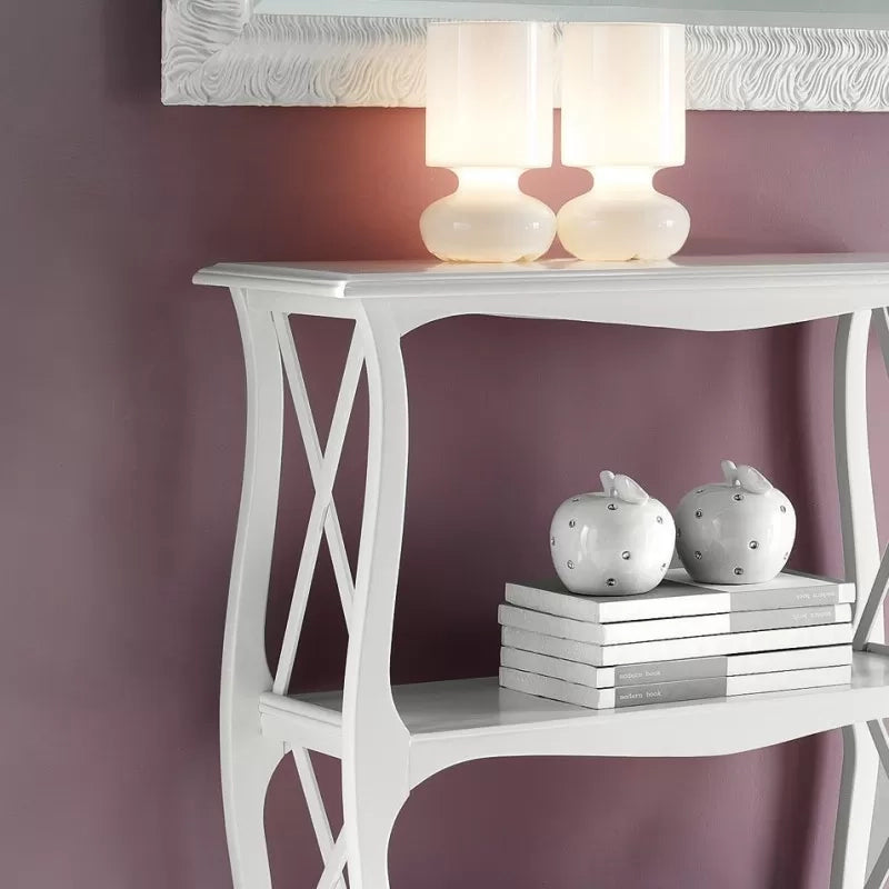 Consolle etagere legno bianco opaco l.82 p.34 h.91 (3032) - Mobili 2G