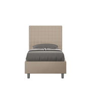Letto imbottito Singolo 80x200 cm Sunny - Similpelle,Tortora,Con rete