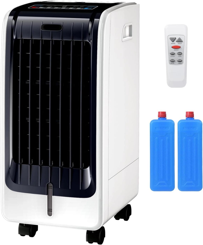 Raffreddatore d’Aria 75 W, 3 in 1 Air Cooler & Ventilatore & Umidificatore, 3 Modalità, 3 Velocità Regolabili, Timer 8 H, Serbatoio Acqua 6L, Telecomando, per Salone, Camera da Letto, Ufficio