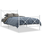 Letto singolo | Letto per adulti | Giroletto con Testiera e Pediera Metallo Bianco 107x203 cm