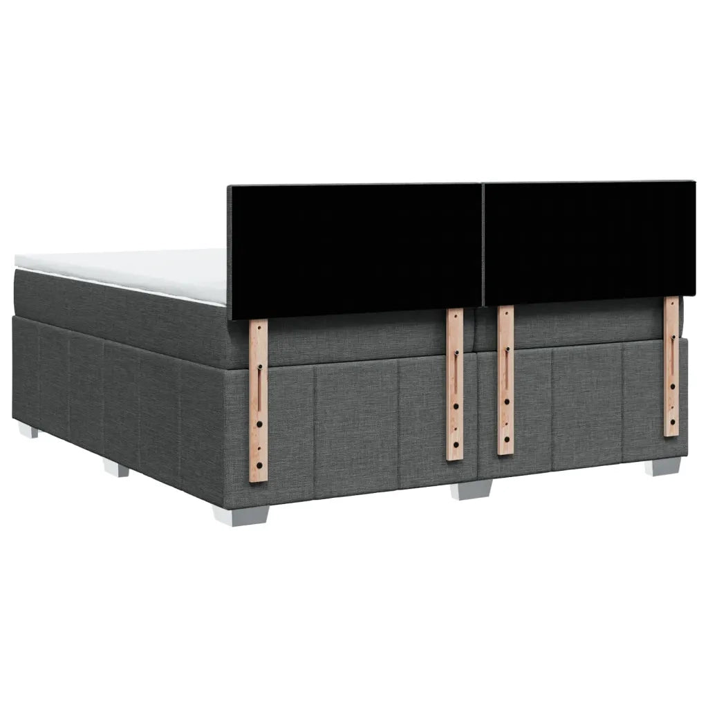 Giroletto a Molle con Materasso Grigio Scuro 200x200 cm Tessuto