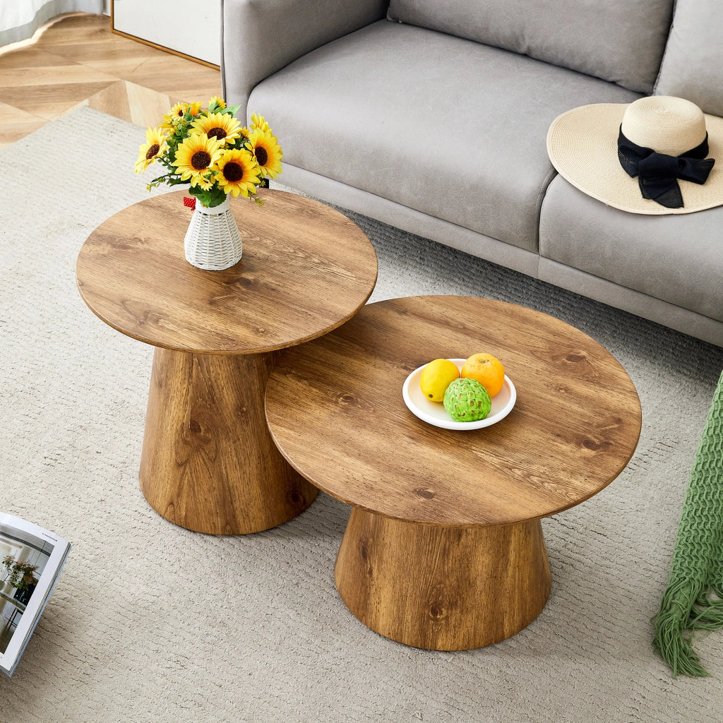 TAVOLINI Set da 2 pezzi 50x48 cm + 60x35 cm MDF effetto legno