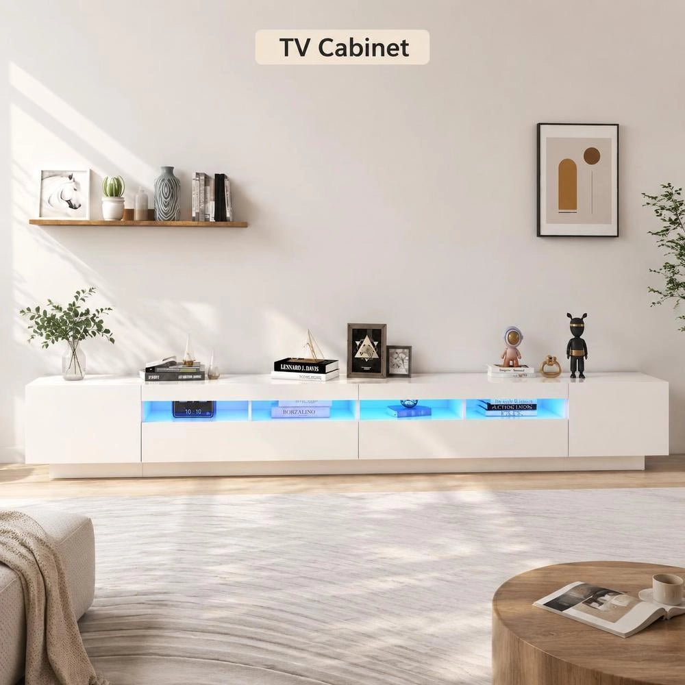 TV Cabinet With LED Lights White 300x35x40 Cm