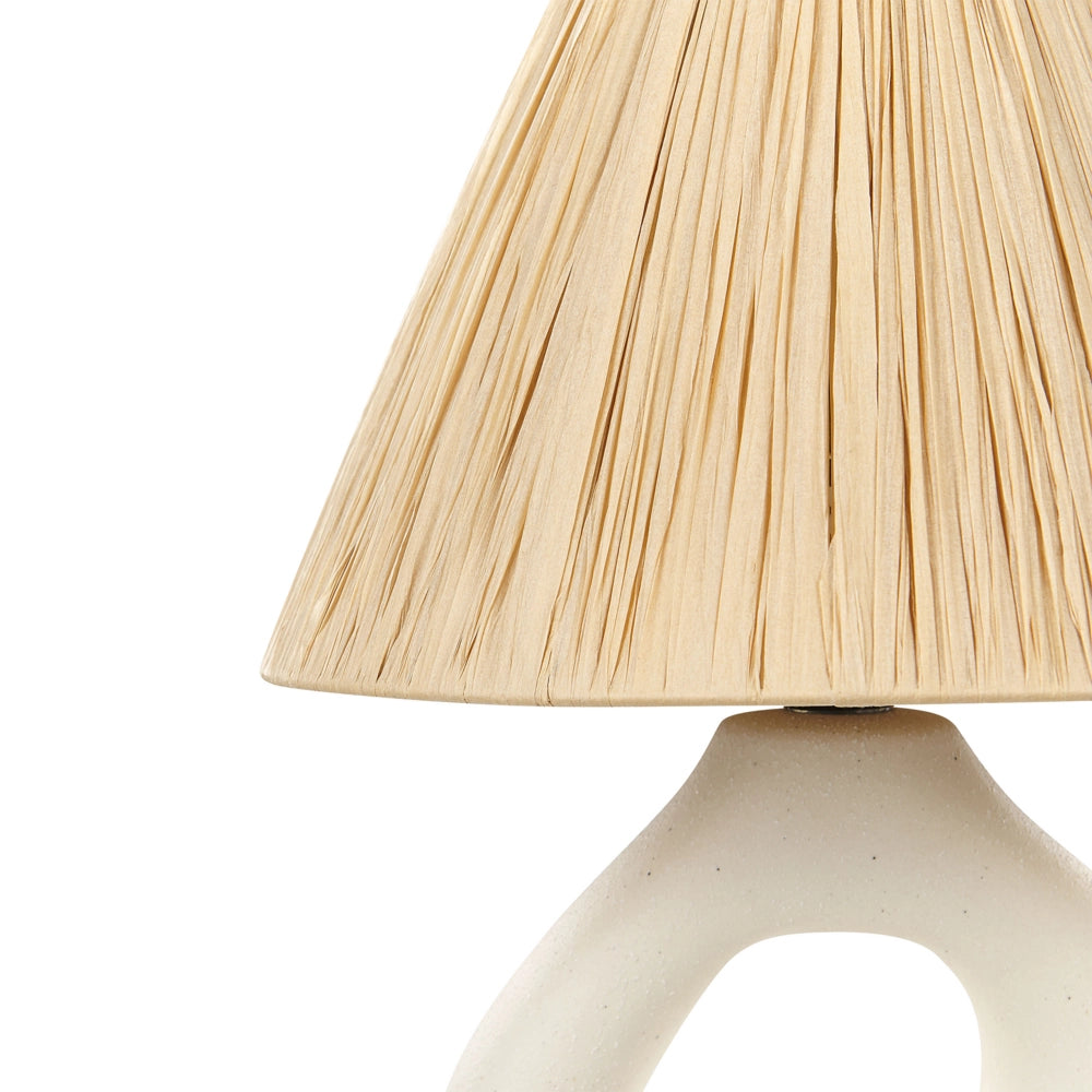 Lampada da tavolo Base in ceramica bianca Paralume in carta naturale Luce da comodino