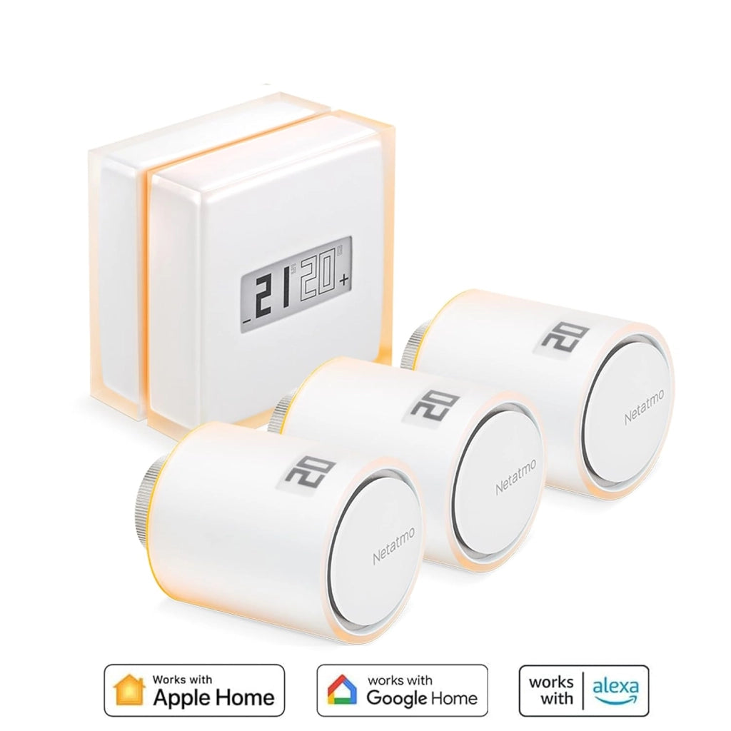 Smart Thermostat Pack + 3 teste termostatiche connesse e intelligenti, Wifi, controllo remoto tramite App, compatibile con il riscaldamento individuale, NBU-NTH-NAV-EU
