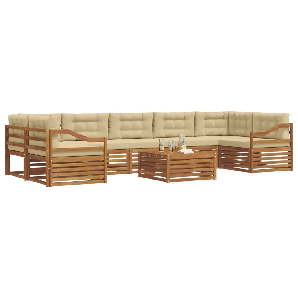 Set di divani da esterno con cuscino 8 pcs Naturale e Beige
