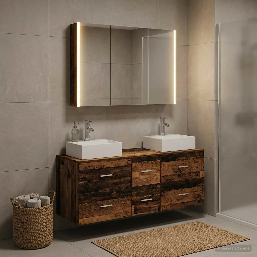 Set di mobili per il bagno 4 pcs Legno antico 3406829