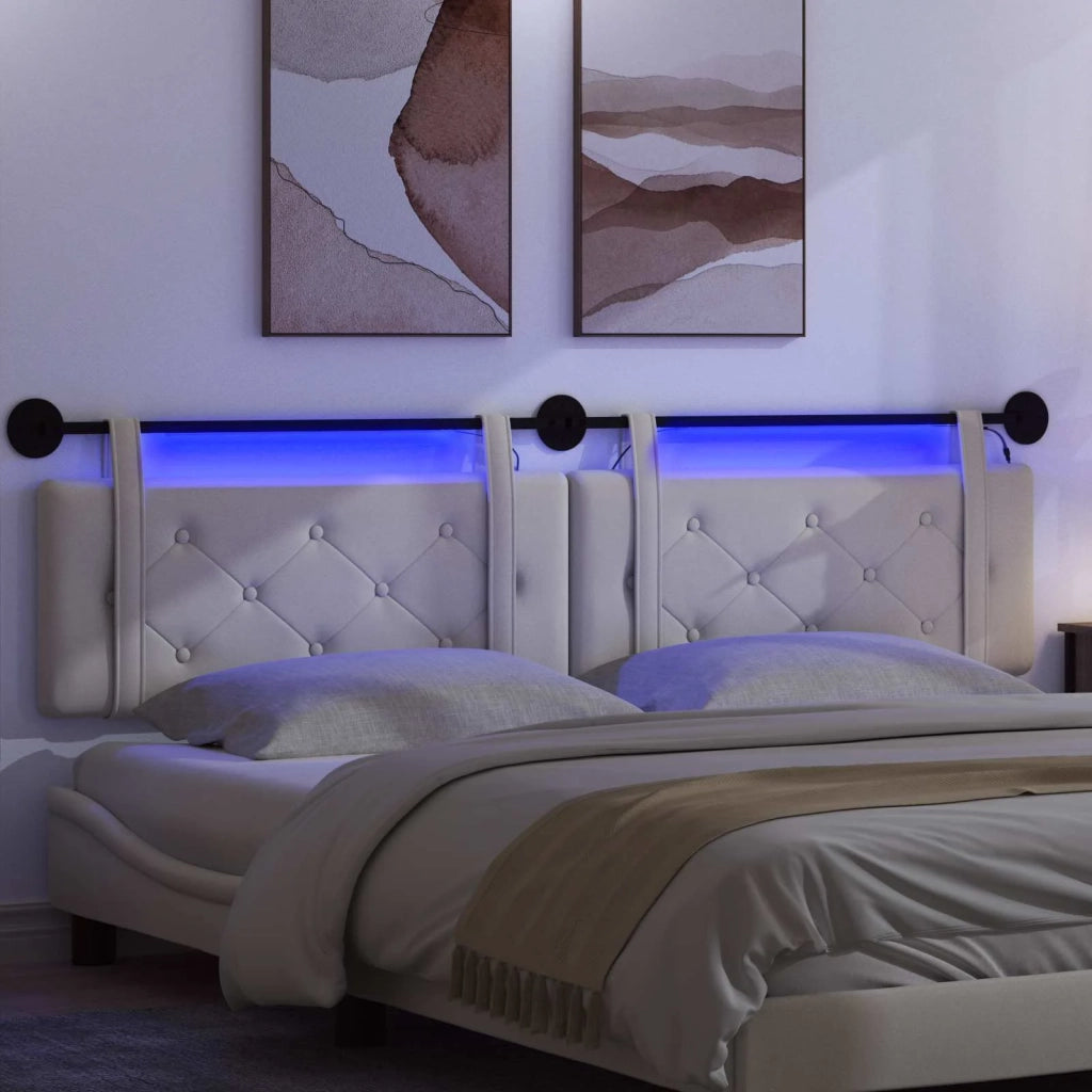 Testiera sospesa Con luce LED Crema Velluto