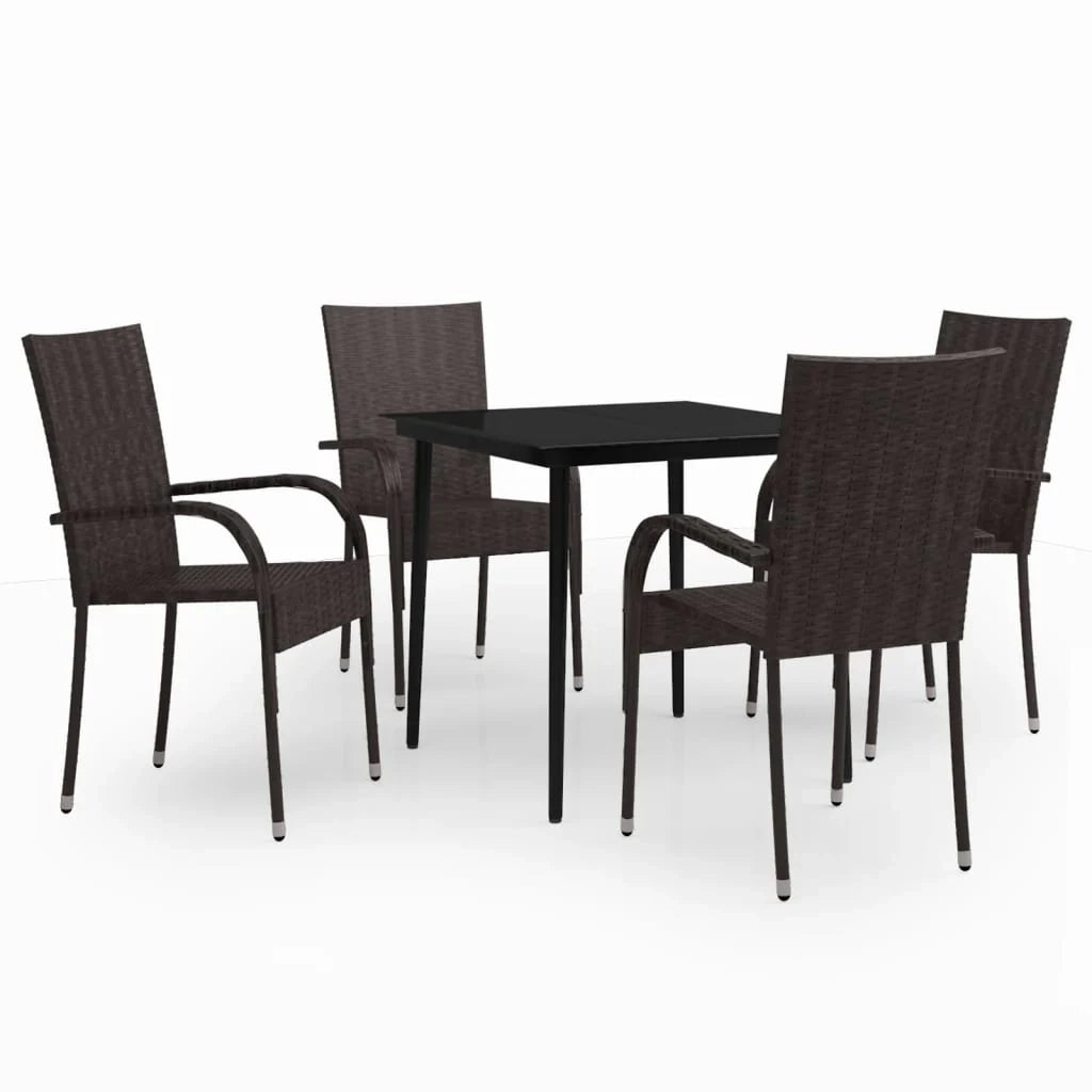 Set da pranzo da giardino per esterni da 5 pezzi mobili marroni e neri 02_0013833
