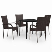 Set da pranzo da giardino per esterni da 5 pezzi mobili marroni e neri 02_0013833