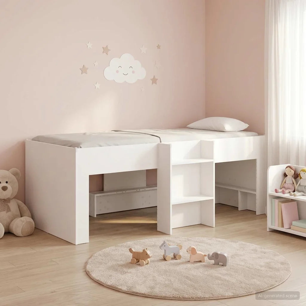Letto Alto per Bambini Bianco 75 x 190 cm Legno ingegnerizzato 3422587