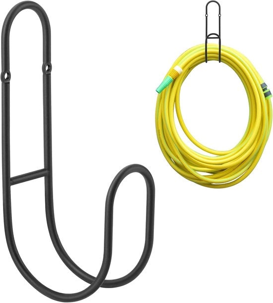 Supporto per tubi da giardino – Supporto per tubi da giardino da appendere al muro – Cassetto di archiviazione per tubi da giardino, funi e attrezzature da giardino – Esterno – Nero