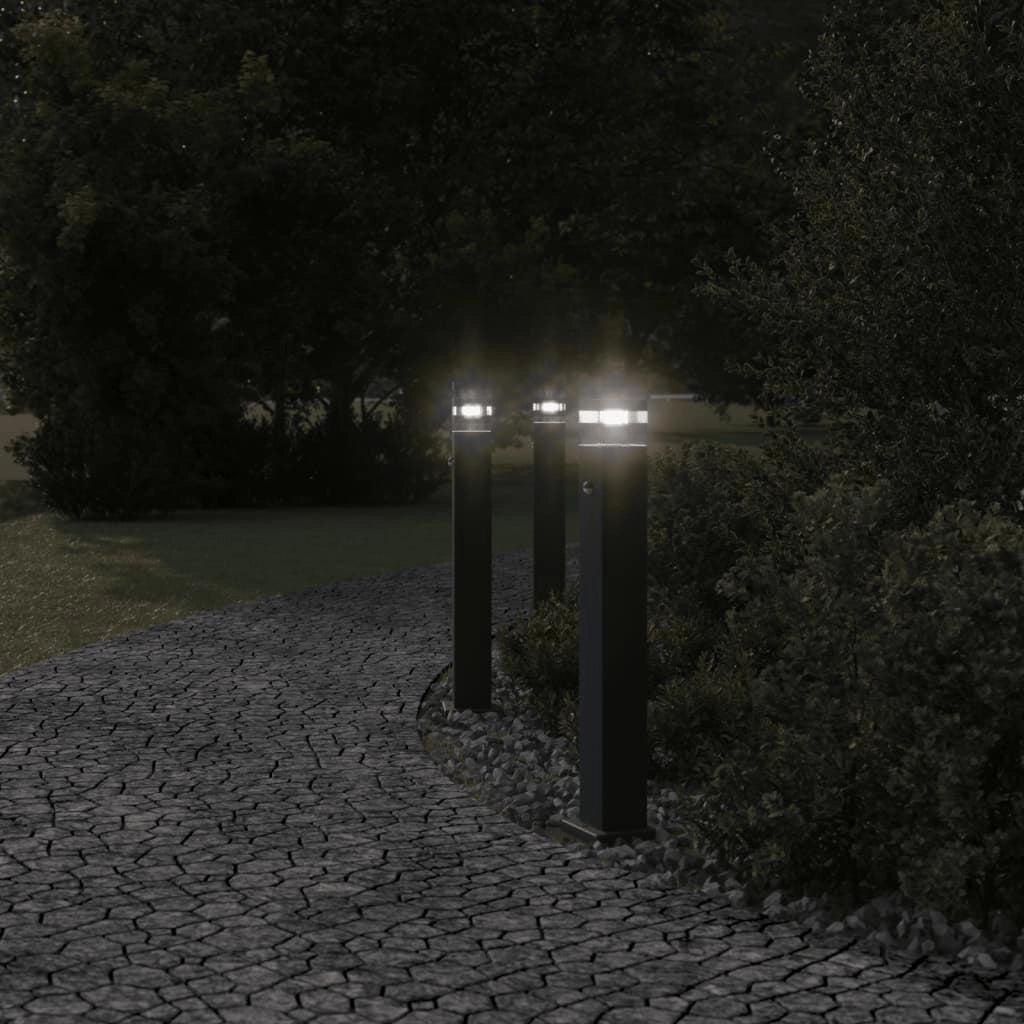 Lampade da terra per esterno con sensore 3 pz 80 cm alluminio nero 02_0042566