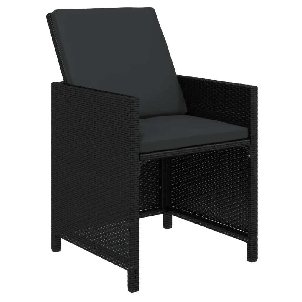 Set da Pranzo da Giardino 9 pz con Cuscini Nero in Polyrattan 3095558