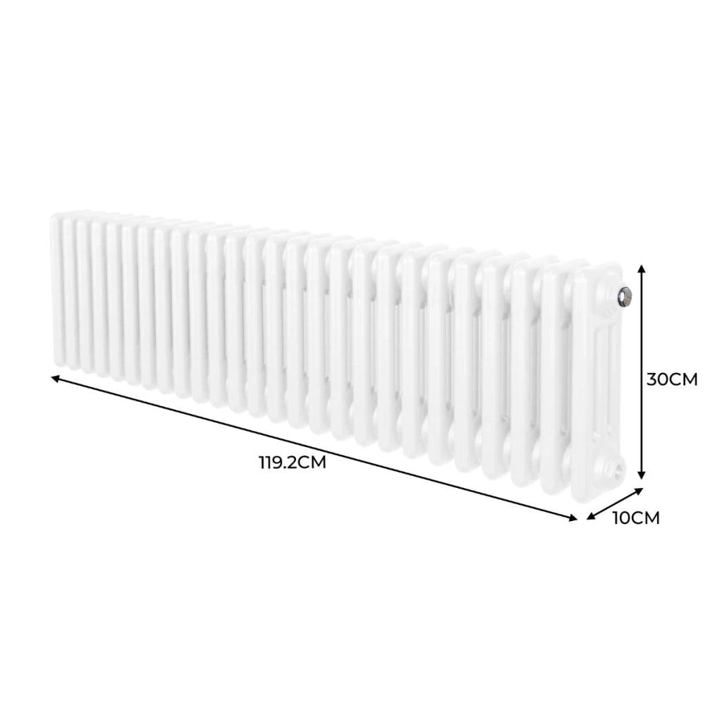 Termosifone Radiatore a 3 colonne per riscaldamento centralizzato Bianco 30 x 119cm