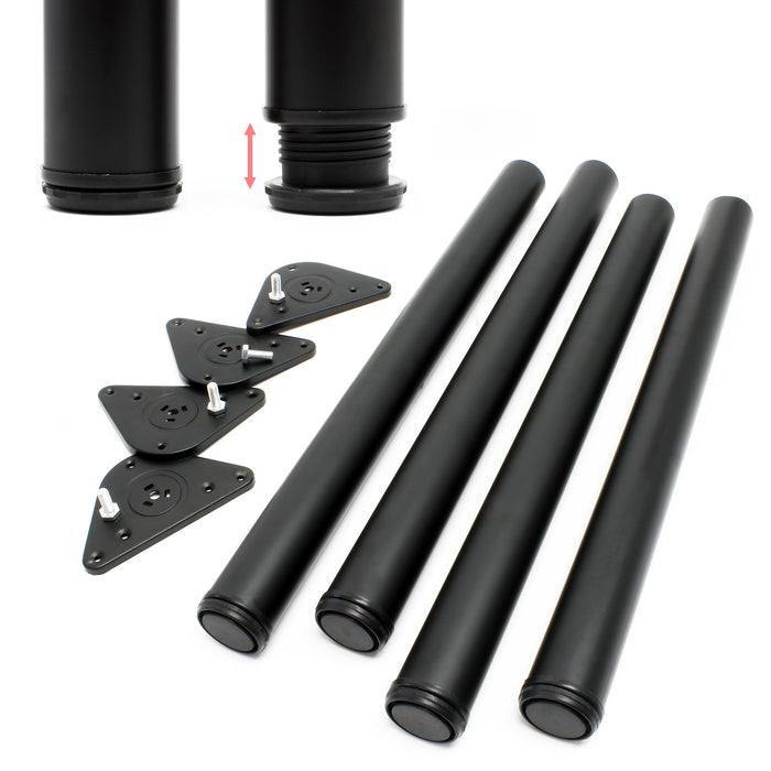 Set 4 gambe tavolo regolabili in acciaio inox nero Ø 60mm 710mm