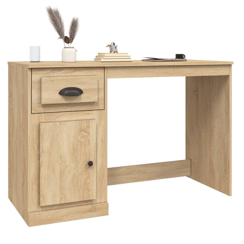 Scrivania postazione di lavoro scrivania per computer mobile da studio con cassetto rovere Sonoma 115 x 50 x 75 cm legno ingegnerizzato marrone 02_0023449